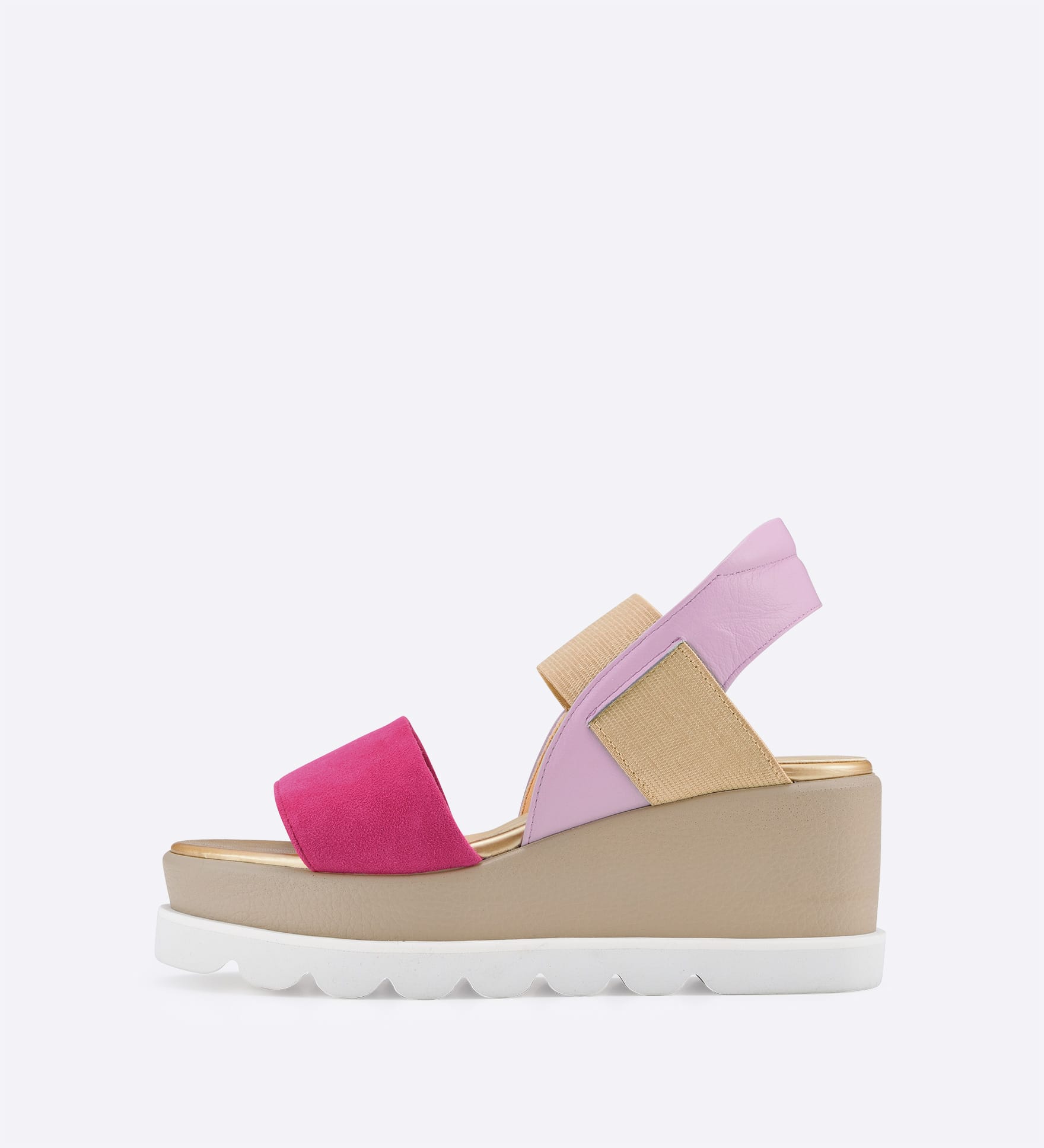 Sandália Camila em couro com tiras pink