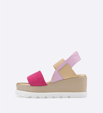 Sandália Camila em couro com tiras pink