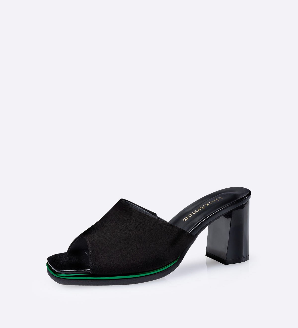 Sandália Mirror Mules em couro e camurça preto