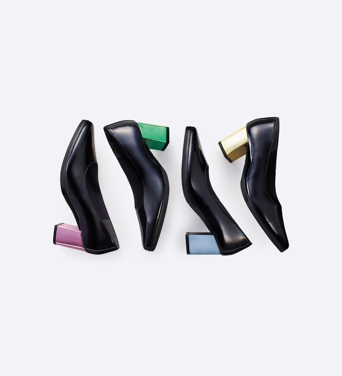 Salto Pointed Mirror em couro envernizado azul