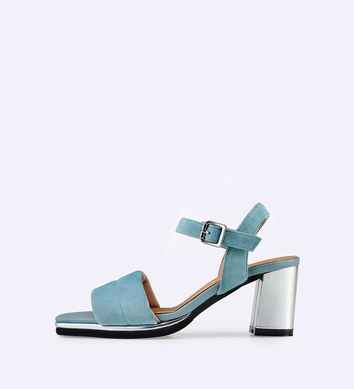 Sandália Sicilia em couro com salto prata