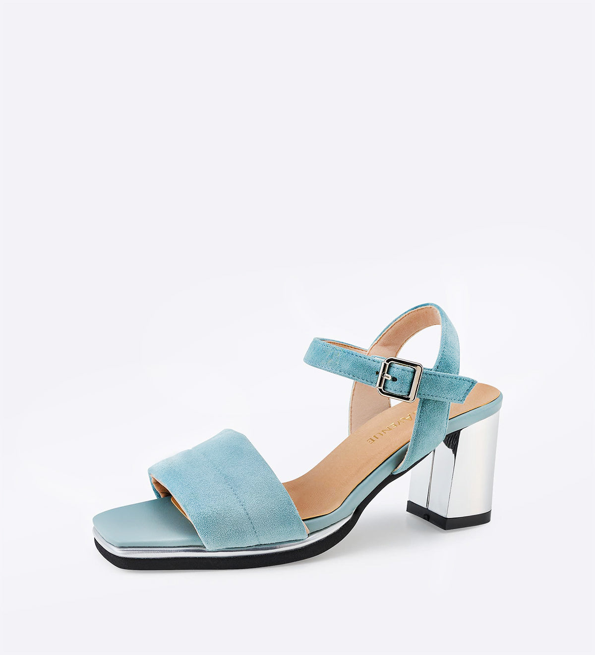 Sandália Sicilia em couro com salto prata