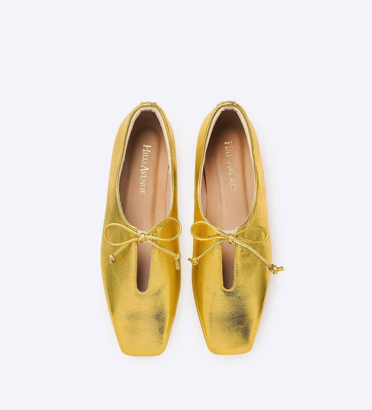 Sapatilha Square Flat em couro metalizado