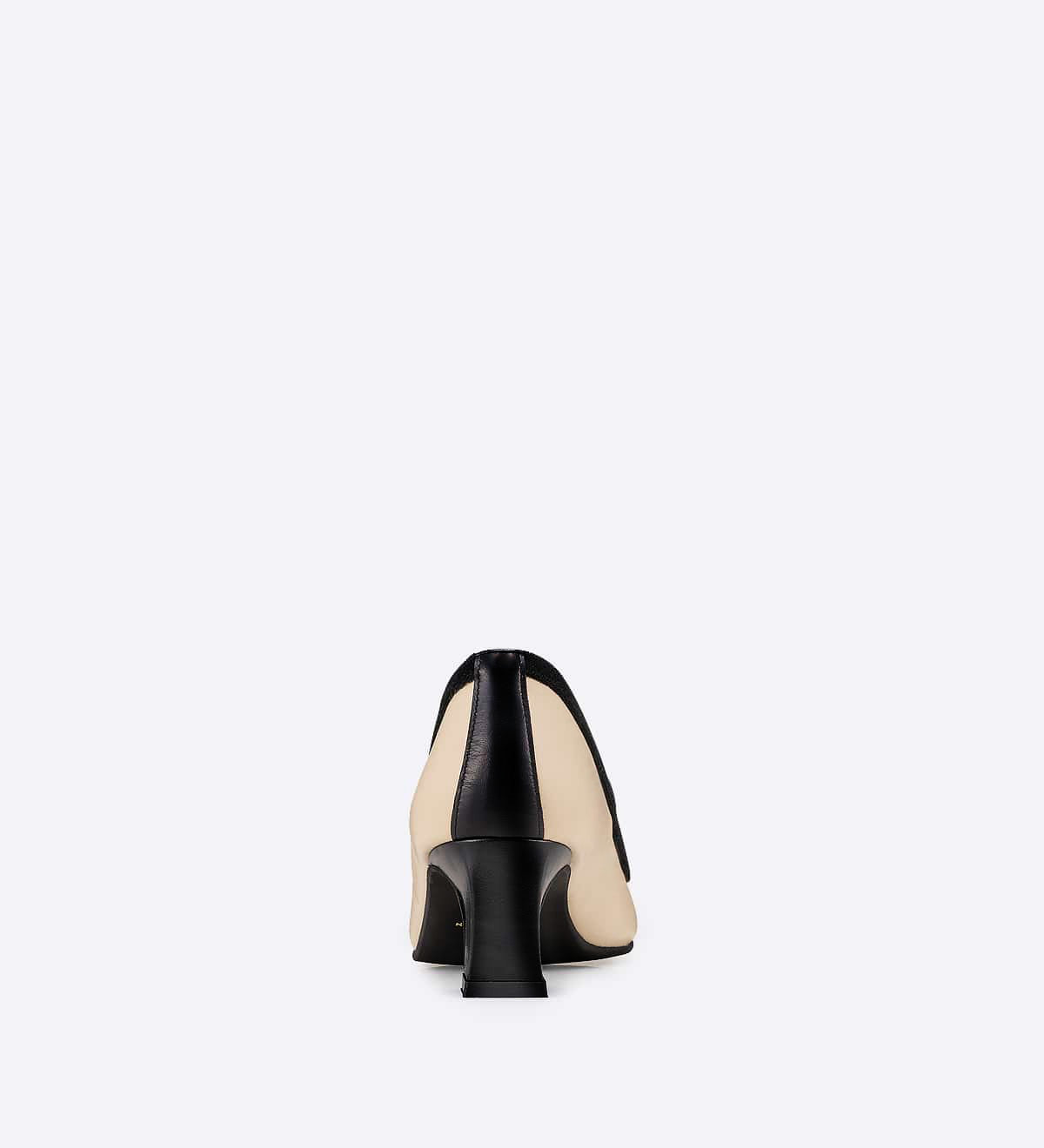 Salto Strap em couro com detalhes em veludo bege